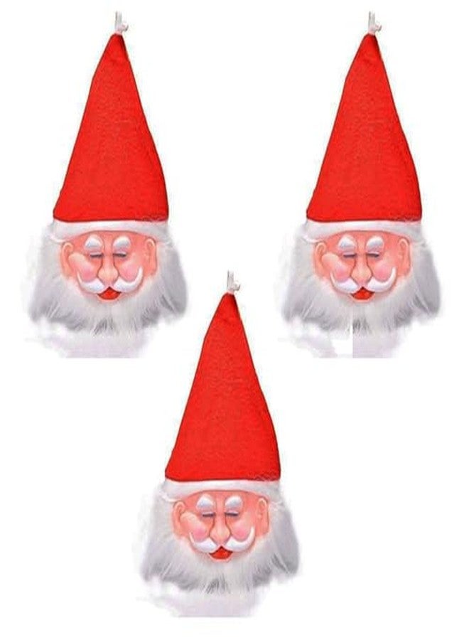 SAI PRASEEDA قبعة بابا نويل مع قناع من ساي براسيدا - عبوة من 3 قطع | لون أحمر وأبيض | قبعة عيد الميلاد مع قناع بابا نويل للأطفال والكبار، إكسسوار مثالي لحفلات وأعياد الميلاد CAMSK1 - Image 1